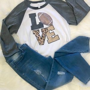 Football LOVE Graphic Tee Raglan - NWT